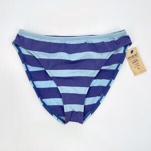 Ralph Lauren Sport Blue Aqua Y2K Wide Stripe Bikini Bottoms Coastal Pool Size 10